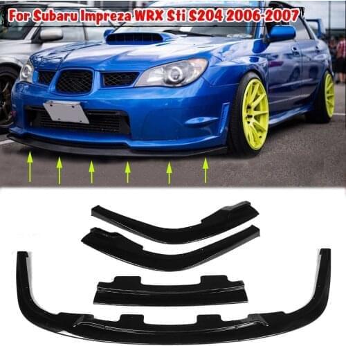 3pcs Car Front Bumper Splitter Lip Spoiler Splitter Deflector Lips Cover Trim Body Kit For Subaru Impreza WRX Sti S204 2006-2007