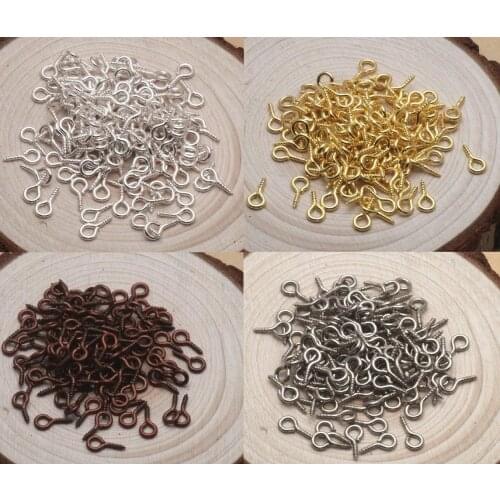 300Pcs Mini Screw Eye Pins for Jewelry Making Pearl Beads Screw Threaded Hooks Eyelets Clasps Findings for Bracelet & Earrings