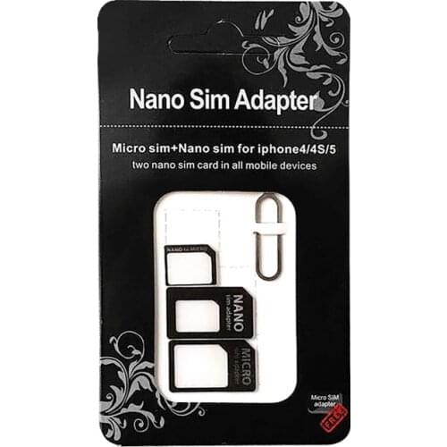 4 In 1 Micro Nano SIM Card Adapter Connector Kit For iPhone 6 7 plus 5S Huawei P8 lite P9 Xiaomi Note 4 Pro 3S Mi5 sims holder