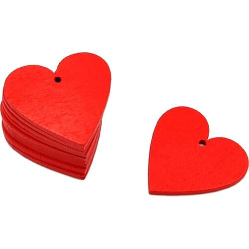 6pcs Blank Wood Red Heart Embellishments Wood Heart Slices for Wedding, Valentine, DIY, Arts, Crafts, Card Making