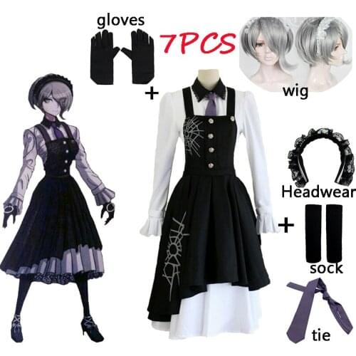 7PCS New Danganronpa V3 Tojo Kirumi Cosplay Costume Japanese Game Anime Uniform Suit Outfit Clothes and wigs Halloween Cosplay