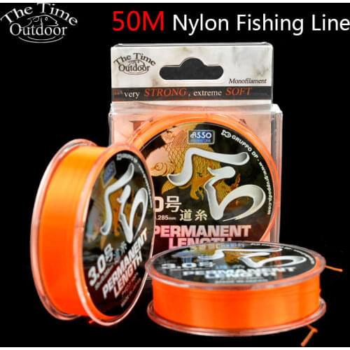 ASSO Hera 50m Orange Monofilament Fishing Line Super Strong & Durable Soft Nylon Fishing Line Japan Material Wire For Carp Fish