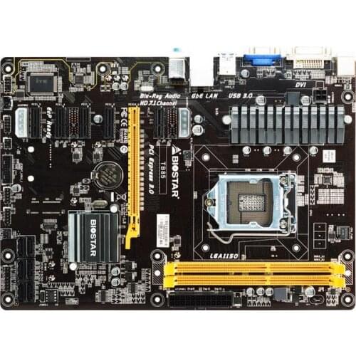 Used,Biostar TB85 Desktop Motherboard B85 LGA 1150 DDR3 16G SATA3 USB3.0 ATX