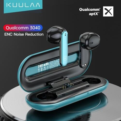 KUULAA Bluetooth Earphone TWS,QCC 3040,Bluetooth 5.2, ENC Noise Cancelling, APTX HD Stereo, Fingerprint Touch, IPX5 Waterproof