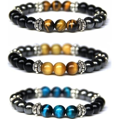 2021 Mens Bracelet Polished 8mm Bead Bracelet Natural Healing Energy Tiger Eye Bracelet Elastic Pulse Ladies Jewelry Gift