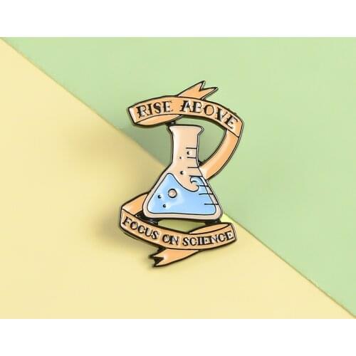 Erlenmeyer flask pin ribbon science brooch cartoon potion pin badge and symbol cowboy clothes pin jewelry friend gift