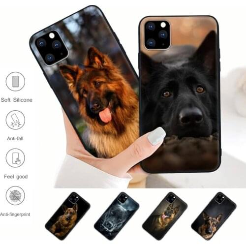 German Shepherd Dog Black Rubber Mobile Phone Case Cover For IPhone 12 11 Pro Max Xs X Xr 7 8 6 6s Plus 5 5s Se 2020