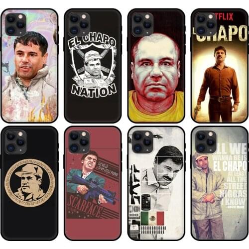 Black tpu case for iphone 5 5s se 2020 6 6s 7 8 plus x 10 XR XS 11 12 mini pro MAX back cover El Chapo