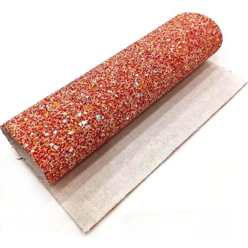 Crescent Shape Design Colorful Shiny Multicolored Chunky Glitter Faux Leather Fabric Sheet for Shoe/Bag/DIY Accessories/Hair Bow