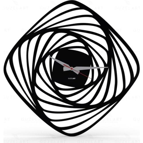 GuzelArt Decorative Wall Clock Living Room Decoration Wall Decor Wooden Modern Design Home Decor Black (Different Size Options)