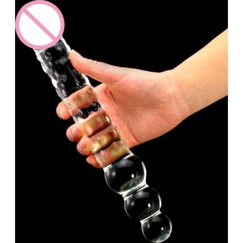 DOMI 30*4.5cm Transparent Crystal Sex Toy Men Huge Penis Beads Anal Plug Big Women Glass Dildo