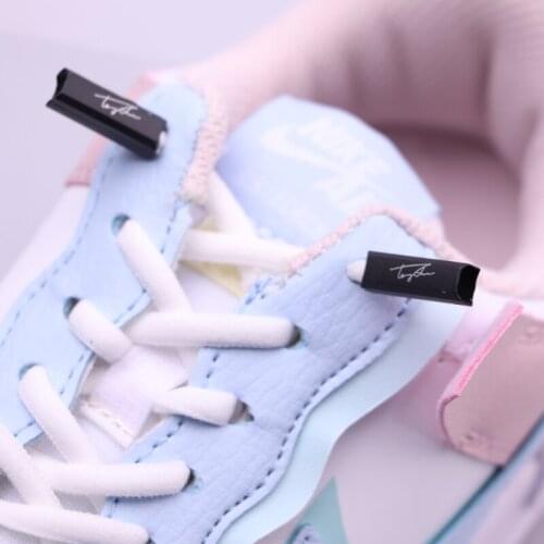 No Tie Shoe Lace Elastic Shoelaces Metal Lock Creative Kids Adult Sneaker Round Off Shoelace White Fast Safety Lazy Laces Unisex