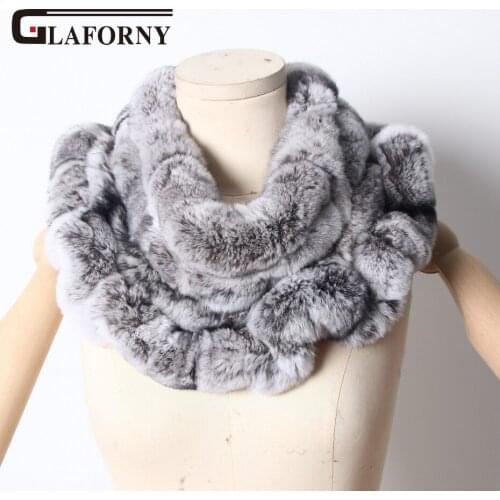 FXFURS 2020 New Women Rex Rabbit Fur Scarves Rings Winter Warm Fur Scarf Wraps Snood High Quality Natural Fur Solid Fashion