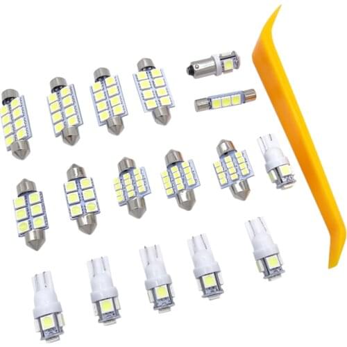 JIUWAN 17pcs/set for Volvo V70 XC70 2002-2007 Car White Interior LED Lights Car Dome Bulbs Reading Light Map Lamp Accessories
