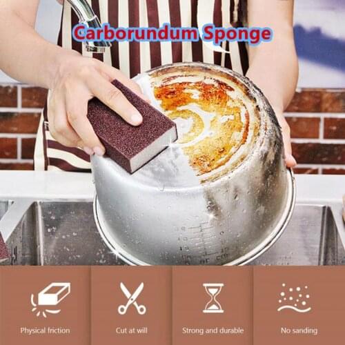 Carborundum Brown Emery Sponge Dishwashing Brush Eraser Kitchen Cleaning Pot Except Rust Household Cleaning Tools Accessory