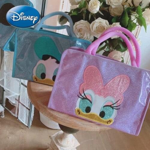 Disney Mickey Mouse Minnie Daisy Glittering Bath Basket Waterproof Wash Bag Men and Women Swimming Bath Bag Portable Bath Bag
