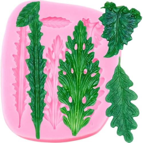 Leaves Silicone Fondant Mold Leaf Cupcake Topper DIY Cake Decorating Tools Candy Chocolate Gumpaste Mold Resin Polymer Clay Mold