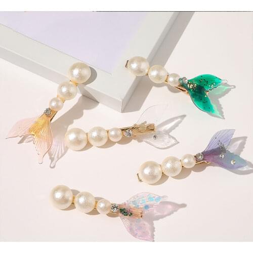 New Mermaid Fishtail Pearl Hair Clips Fashion Girls Barrette HairPins Girl Hair Accessories Handmade Hairgrip Dropshipping