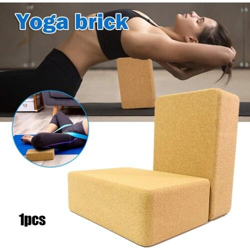 Newly Yoga Blocks High Density Pure Cork Foam Brick Improve Strength Aid Balance Flexibility for Home