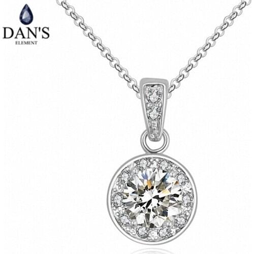 DANS 3 Colors Real Brand AAA Zirconia Micro Inlays Fashion Round Pendant Necklace for women star 113516