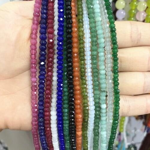 Charms Natural Stone Loose Beads for Jewelry Making 2x4mm Rubys Aquamarines Amazonite Opal Peridot Jewelry Accessories 14" A639