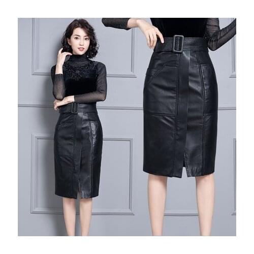 2019 New Fashion Genuine Sheep Real Leather Skirt K16