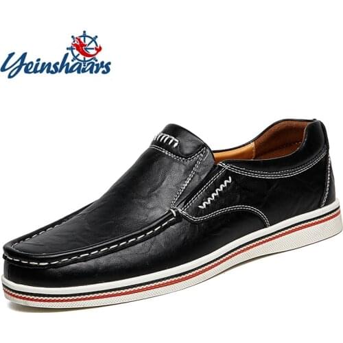 YEINSHAARS New Men Shoes Genuine leather Comfortable Men Casual Shoes Footwear Chaussures Flats For Men Slip On Lazy Shoes