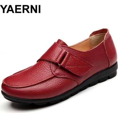 YAERNI Platform Flats Women Leather Summer Breathable Casual Shoes Women Loafers Size Eu 35-41 AA40041