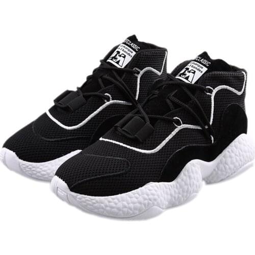 Female new Korean version of high-top running shoes hip-hop street dance shoes breathable thick-soled old shoes