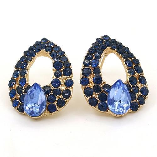 Women Vintage Luxury Temperament Waterdrop Blue Rhinestone Ear Studs Earrings hot