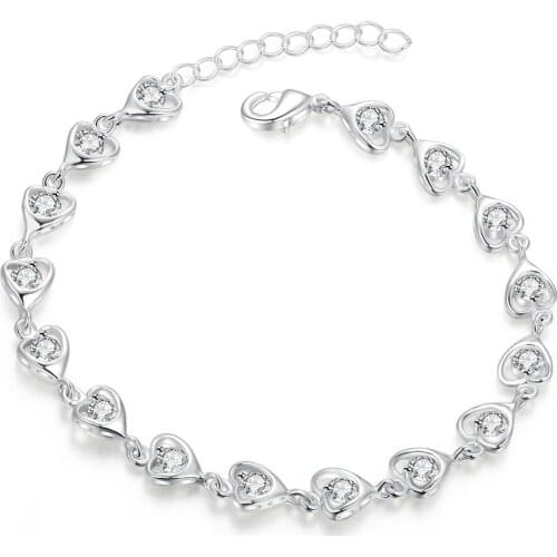 Exquisite Wedding Engagement Bracelets Fine 925 Sterling Silver Shining Clear CZ Cubic Zirconia Bangles For Bride