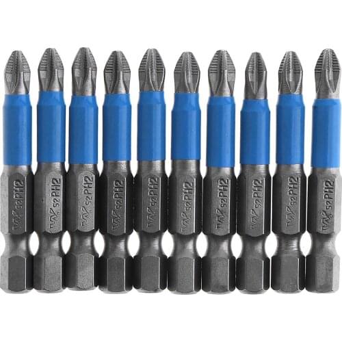10pcs 50mm S2 Vanadium Steel Screwdriver Bits Tools Anti Slip Magnetism PH2 Cross Screwdriver Set High Hardness Screwdriver