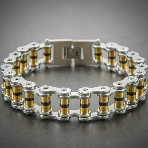 16MM Wide Motorcycle Chain Mens Bracelet 316L Stainless Steel Heavy Bicycle Link Chunky Chain Bracelet Gifts For Boyfriend Boys