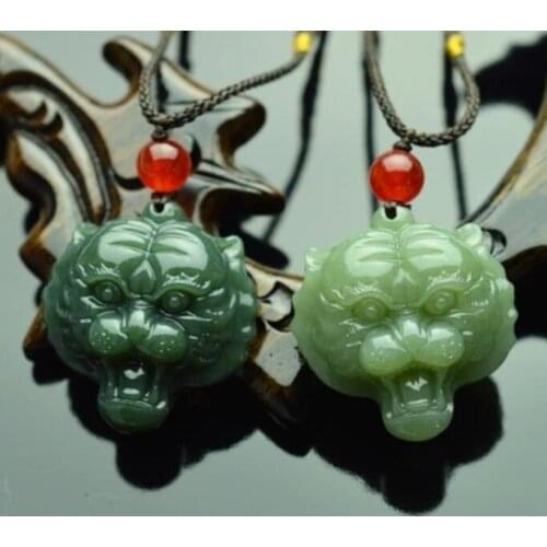 30mm Green Tiger Pendant Necklace Hand Carved Fashion Jewelry Amulet Hot