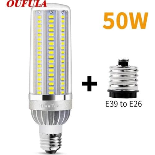 AOSONG Led Corn Light E27 E26 Street Light 5730SMD With Fan Cooling 50W 220V 110V High Power Aluminum 85V-265V