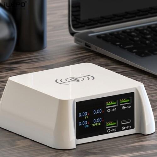 ILEPO 100W Wireless Charger PD 20W USB C Charger For iPhone 12/11 Pro/XR/Xs Max Samsung 9V/2A 5V/3A QI Wireless Fast Charger