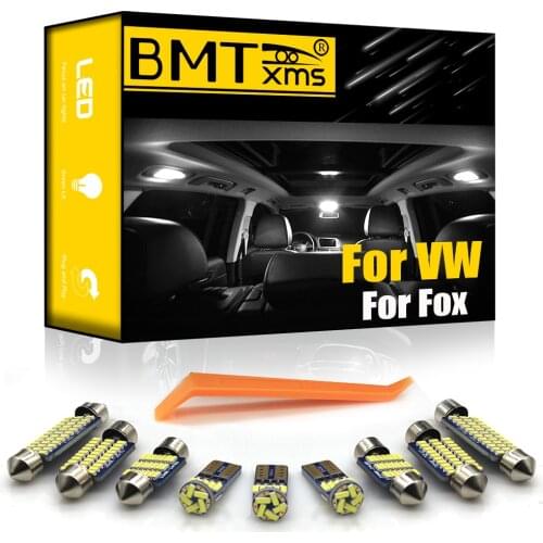 BMTxms 8Pcs For Volkswagen VW Fox 2004-2014 Canbus Vehicle LED Interior Map Dome Trunk Light License Plate Lamp Kit Error Free