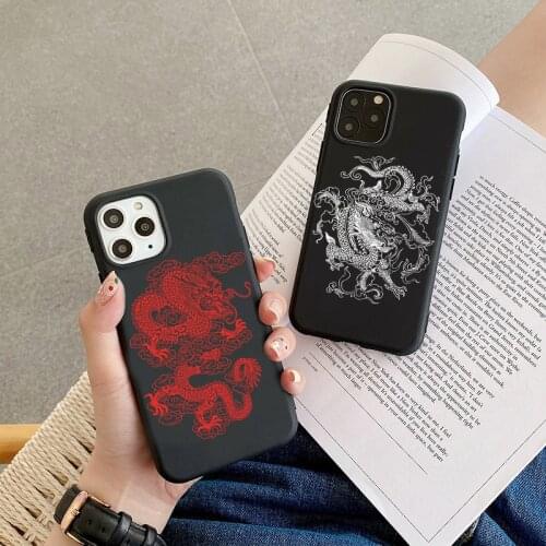 Red Dragon Phone Case For iPhone 12 mini 7 8 Plus X XR XS 11 Pro Max SE 2020 12 Pro Fashion Animal Soft Back Cover Cute Funda
