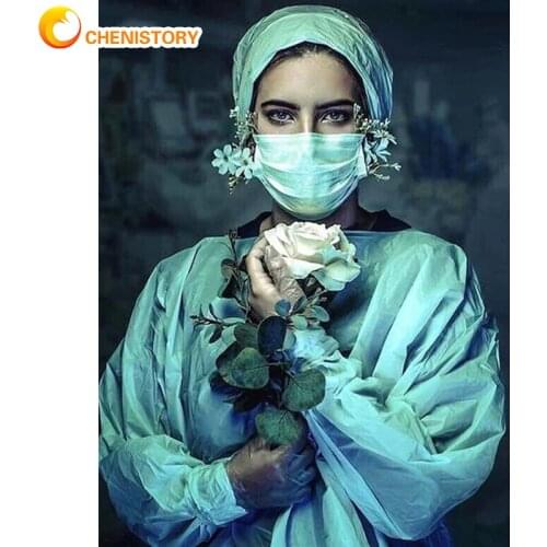 CHENISTORY Acrylic Painting By Numbers For Adults With Frame 60x75cm Doctor Angel Modern Wall Art Picture By Numbers For Diy Gif