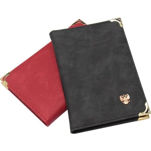 Retro Style Black Russian Driver License Cover PU Leather Car Driving Documents Bag Credit Card Holder Solid Card Case