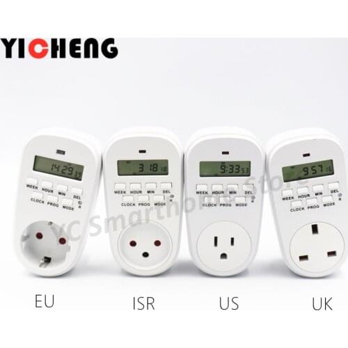 Weekiy Digital Timer intelligent ISR EU US UK FR BR Plug electronic timer switch socket time controller Temporizado