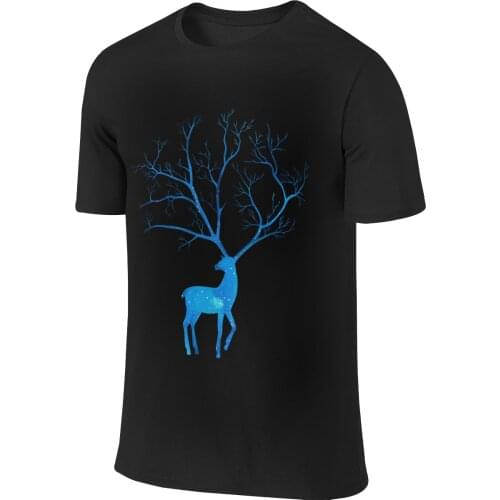 Mens short sleeve t shirts abstract deer printed 100% cotton male tees Plus size oversize Tops S-6XL