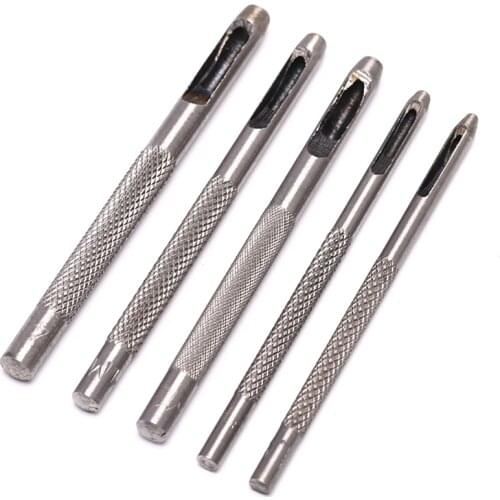 5Pcs/Lot Silver 1.5mm-4mm Leather Punch Leathercraft Hole Craft Set Hollow Puncher Belt Punch For Clothing Canvas Leather Tools