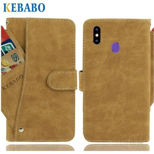 Leather Wallet Meiigoo S9 Case 6.18" Flip Vintage Leather Front Card Slots Cases Cover Business Phone Protective Bags
