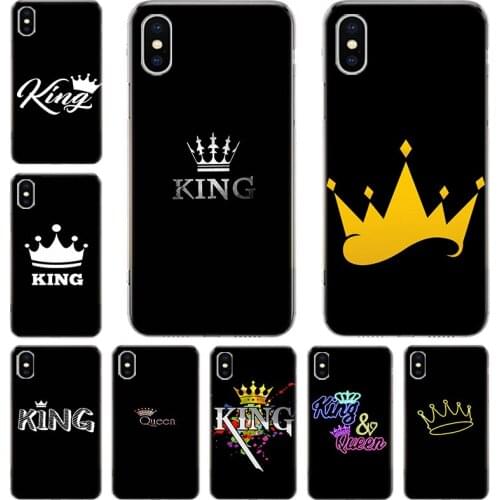 Cartoon Crown King and Queen Phone Case For Iphone 12 Mini 11 Pro XS Max XR X 8 7 6 6S Plus SE 2020 5 5S SE Cover Shell Coque