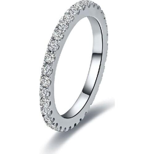 Real Eternity ring CZ Stone diamond painting full Birthstone 925 Sterling silver Women Wedding Ring Engagement Band Sz 5-10 Gift