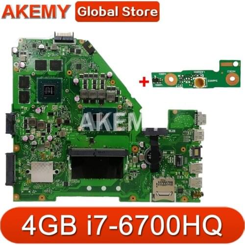 NEW AKEMY X550VX Laptop Motherboard for ASUS X550VX X550VX FZ50VX FH5900V FX50V original Mainboard GTX950M i7-6700HQ 4GB RAM