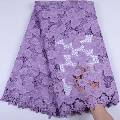 Latest Design Nigerian Water soluble Lace Fabric African High Quality French embroidery Guipure Cord Lace With Stone Wedding