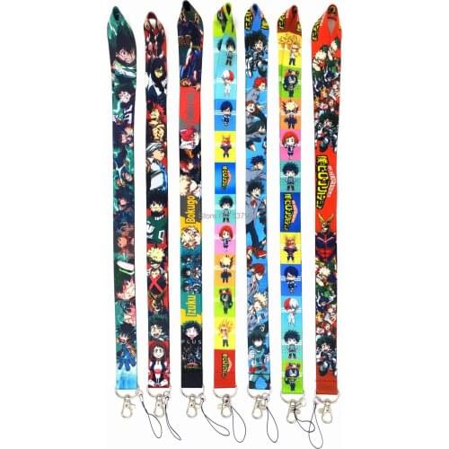 New 20Pcs My Hero Academia Bakugou Katsuki Todoroki Shoto Midoriya Izuku ID Card Cell Phone Neck Strap Lanyard W