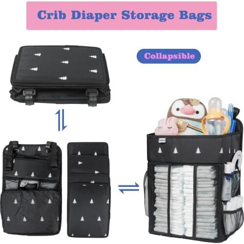 Baby Bed Organizer Hanging Bags For Newborn Crib Diaper Storage Bags Collapsible Baby Care Organizer Infant Bedding Nursing Bags
